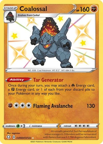 Coalossal Shining Fates: Shiny Vault Pokemon card