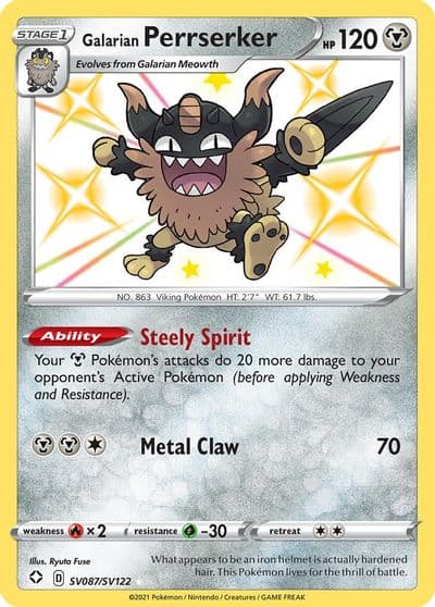 Galarian Perrserker Shining Fates: Shiny Vault Pokemon card