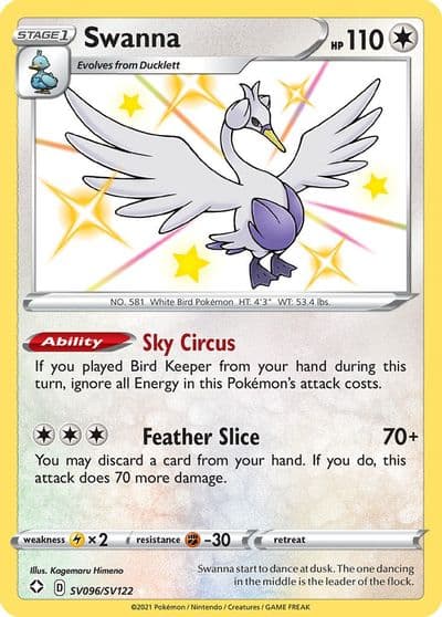 Swanna Shining Fates: Shiny Vault Pokemon card