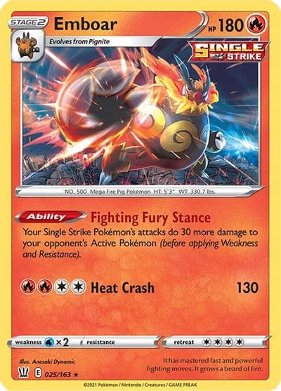 Emboar SWSH05: Battle Styles Pokemon card
