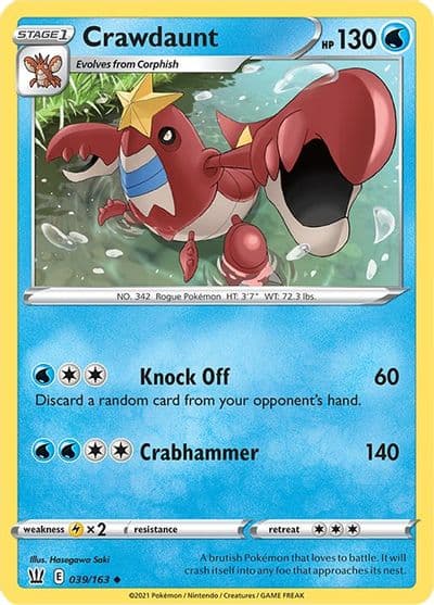 Crawdaunt SWSH05: Battle Styles Pokemon card