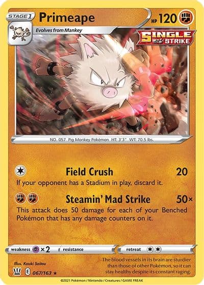Primeape SWSH05: Battle Styles Pokemon card