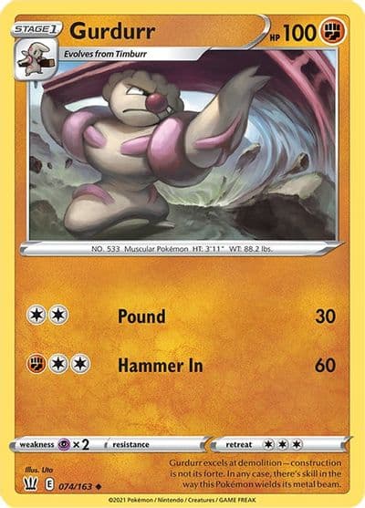 Gurdurr SWSH05: Battle Styles Pokemon card