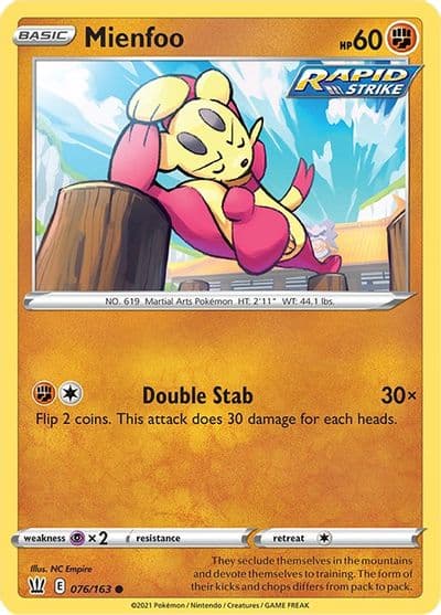 Mienfoo SWSH05: Battle Styles Pokemon card