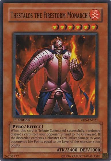 Thestalos the Firestorm Monarch Rise of Destiny Yu-Gi-Oh! card