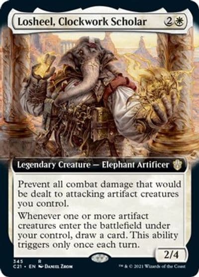 Losheel Clockwork Scholar Extended Art Commander 2021 Magic card