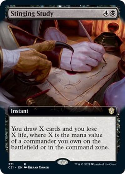 Stinging Study Extended Art Commander 2021 Magic card