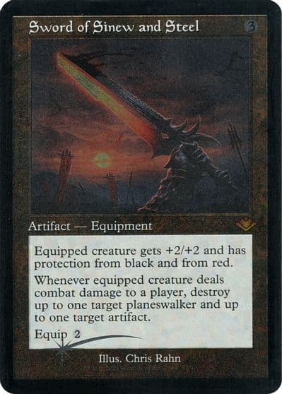 Sword of Sinew and Steel Retro Frame Foil Etched Modern Horizons Magic card
