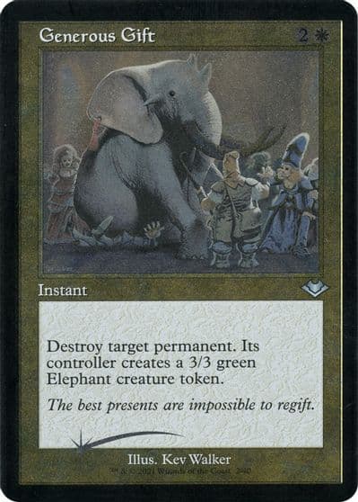 Generous Gift Retro Frame Foil Etched Modern Horizons Magic card