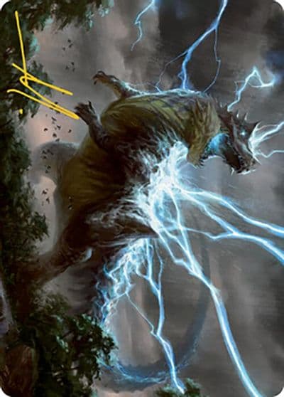 Thrasta Tempests Roar Art Card 41 81 Gold Stamped Signature Art Series: Modern Horizons 2 Magic card