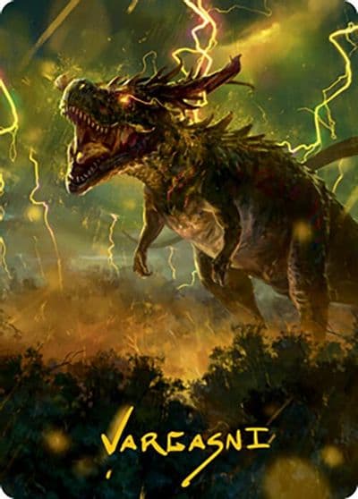 Thrasta Tempests Roar Art Card 42 81 Gold Stamped Signature Art Series: Modern Horizons 2 Magic card