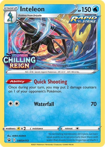 Inteleon - SWSH113 (Prerelease) SWSH: Sword & Shield Promo Cards Pokemon card