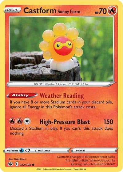 Castform Sunny Form SWSH06: Chilling Reign Pokemon card