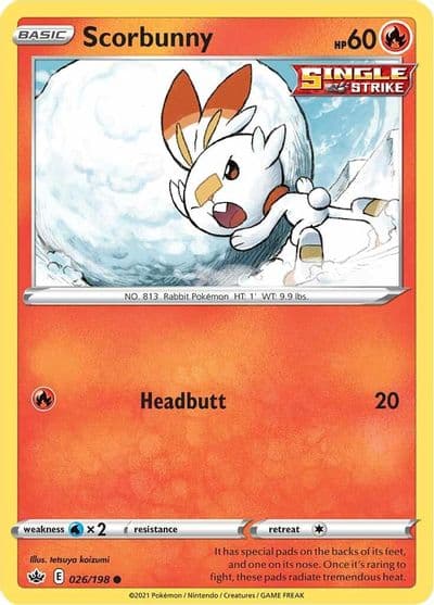 Scorbunny SWSH06: Chilling Reign Pokemon card