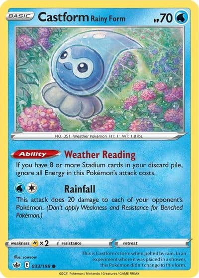 Castform Rainy Form SWSH06: Chilling Reign Pokemon card