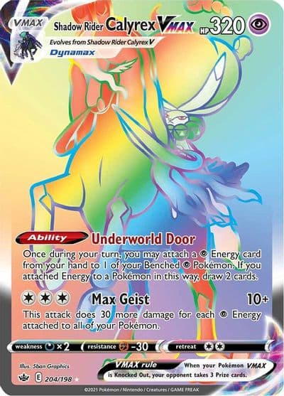 Shadow Rider Calyrex VMAX (Secret) SWSH06: Chilling Reign Pokemon card