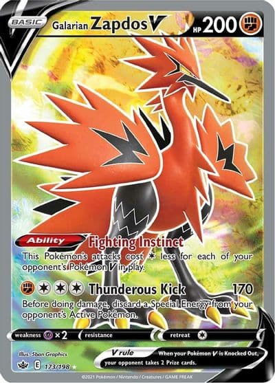 Galarian Zapdos V (Full Art) SWSH06: Chilling Reign Pokemon card