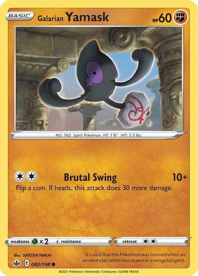 Galarian Yamask SWSH06: Chilling Reign Pokemon card