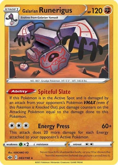 Galarian Runerigus SWSH06: Chilling Reign Pokemon card