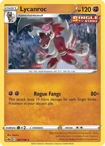 Lycanroc SWSH06: Chilling Reign Pokemon card
