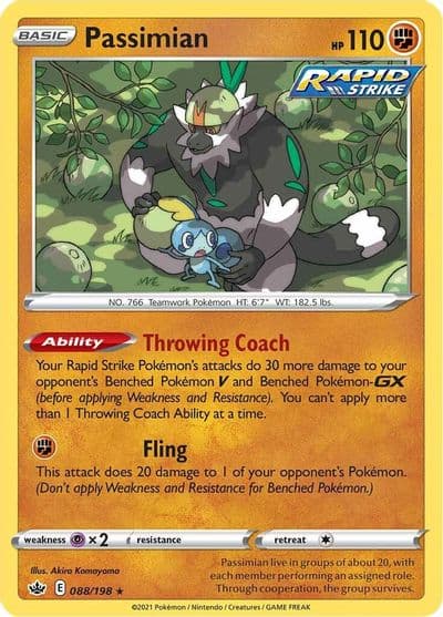 Passimian SWSH06: Chilling Reign Pokemon card