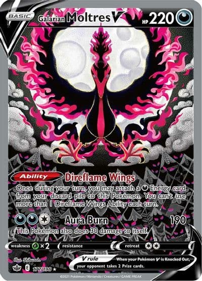 Galarian Moltres V (Alternate Full Art) SWSH06: Chilling Reign Pokemon card