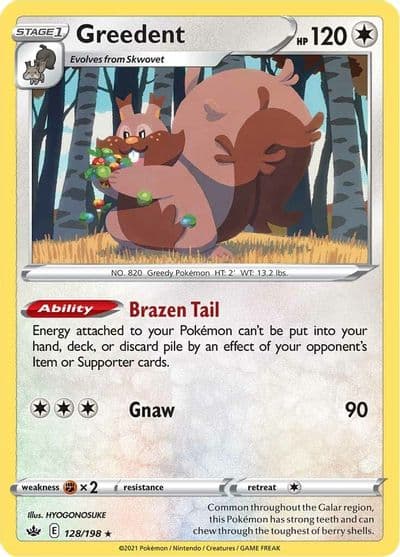 Greedent SWSH06: Chilling Reign Pokemon card