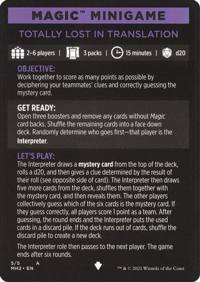 Magic Minigame Totally Lost in Translation Modern Horizons 2 Magic card