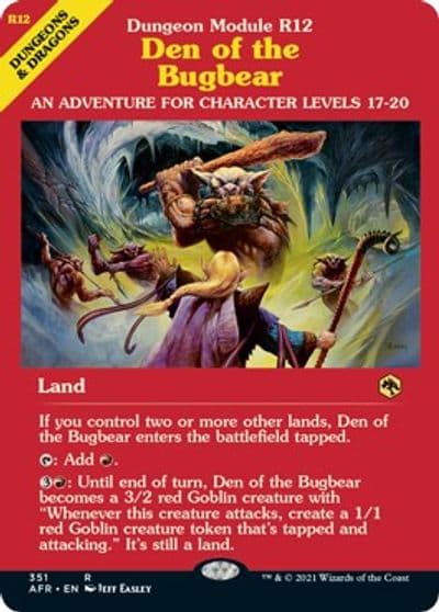 Den of the Bugbear Dungeon Module Adventures in the Forgotten Realms Magic card
