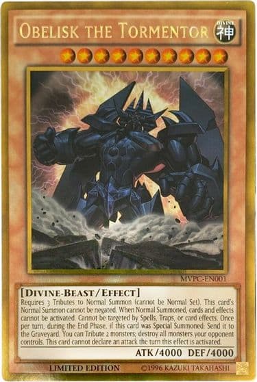Obelisk the Tormentor Blu Ray DVD Promo The Dark Side of Dimensions Movie Pack: Gold Edition Yu-Gi-Oh! card