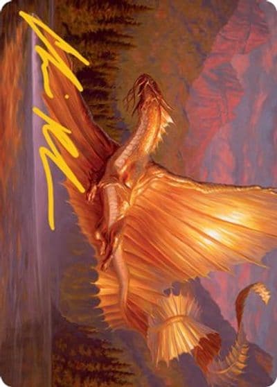 Adult Gold Dragon Art Card Gold Stamped Signature Art Series: Adventures in the Forgotten Realms Magic card