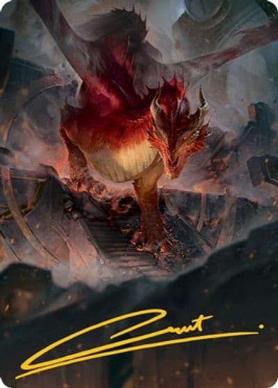 Red Dragon Art Card Gold Stamped Signature Art Series: Adventures in the Forgotten Realms Magic card