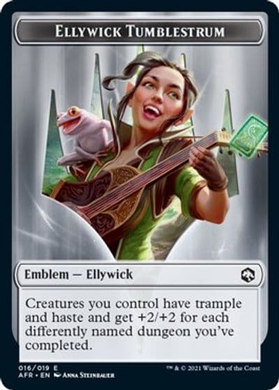 Emblem Ellywick Tumblestrum Adventures in the Forgotten Realms Magic card