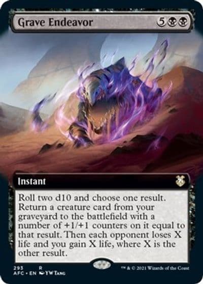 Grave Endeavor Extended Art Commander: Adventures in the Forgotten Realms Magic card