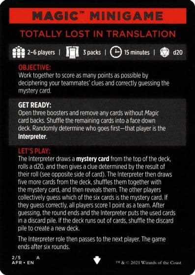 Magic Minigame Totally Lost in Translation Adventures in the Forgotten Realms Magic card