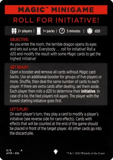 Magic Minigame Roll for Initiative Adventures in the Forgotten Realms Magic card