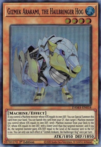 Gizmek Arakami the Hailbringer Hog Dawn of Majesty Yu-Gi-Oh! card