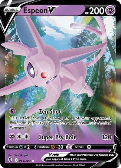 Espeon V SWSH07: Evolving Skies Pokemon card
