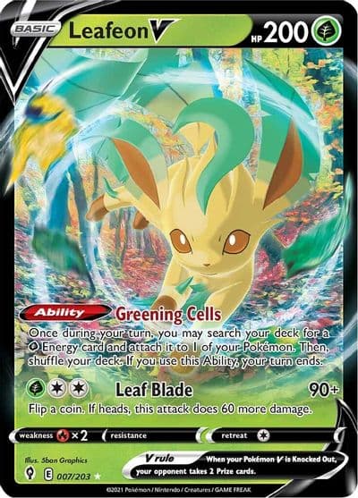 Leafeon V SWSH07: Evolving Skies Pokemon card