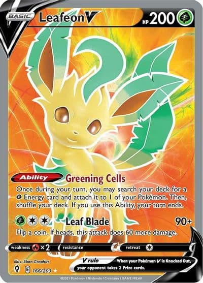 Leafeon V (Full Art) SWSH07: Evolving Skies Pokemon card