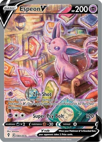 Espeon V (Alternate Full Art) SWSH07: Evolving Skies Pokemon card