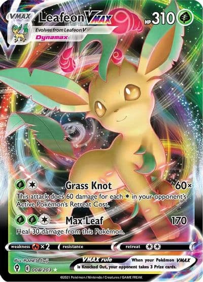 Leafeon VMAX SWSH07: Evolving Skies Pokemon card
