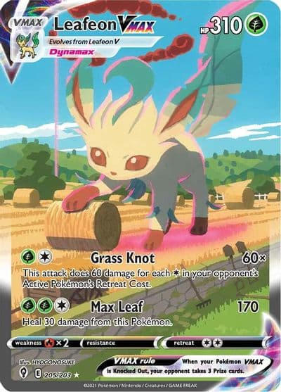 Leafeon VMAX SWSH07: Evolving Skies Pokemon card