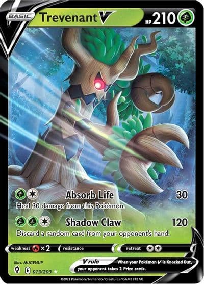 Trevenant V SWSH07: Evolving Skies Pokemon card