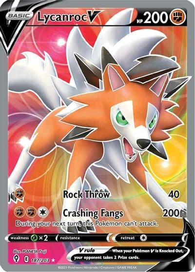 Lycanroc V (Full Art) SWSH07: Evolving Skies Pokemon card