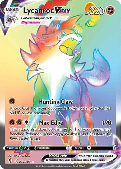 Lycanroc VMAX (Secret) SWSH07: Evolving Skies Pokemon card