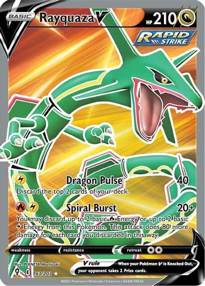 Rayquaza V (Full Art) SWSH07: Evolving Skies Pokemon card