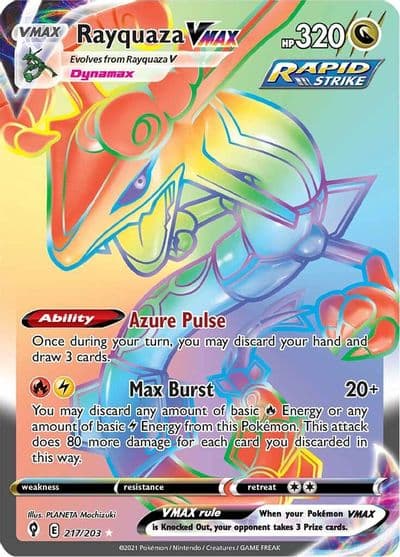 Rayquaza VMAX (Secret) SWSH07: Evolving Skies Pokemon card