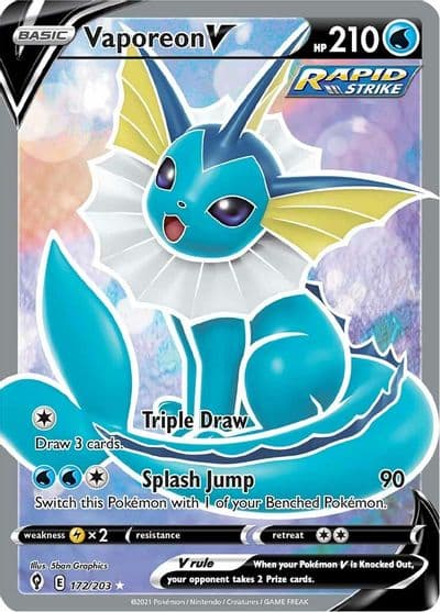 Vaporeon V (Full Art) SWSH07: Evolving Skies Pokemon card