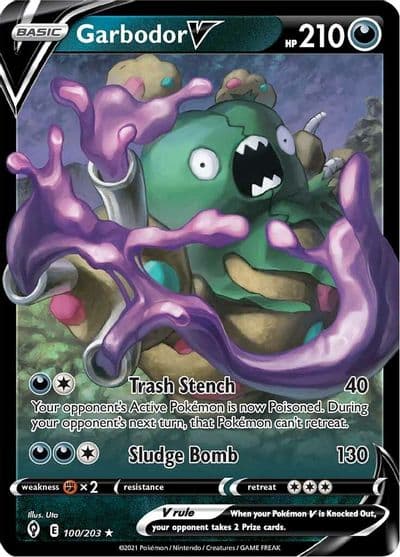 Garbodor V SWSH07: Evolving Skies Pokemon card